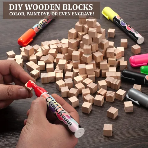 Vista 4 de Cubos de madera para manualidades de 1/2 pulgada, 200 bloques pequeños de madera en blanco para manualidades, baby shower, cuadrados lisos sin
