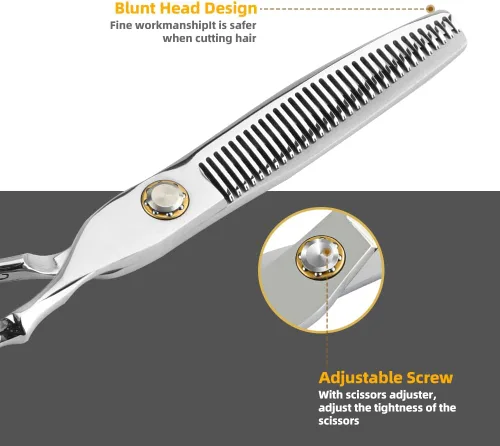 Vista 2 de Tijeras profesionales de adelgazamiento 440C para peluquería de 6.5 pulgadas de longitud total, tijeras de corte de pelo de peluquería de acero
