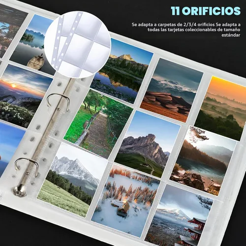 Vista 5 de 9 fundas para tarjetas de bolsillo, capacidad para 900 tarjetas, fundas para carpetas de tarjetas intercambiables, 3 anillos y 9 páginas de bolsillo