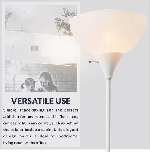 Vista 8 de Newhouse Lighting NHFL-JO-WH Joey Lámpara de pie moderna de 71 pulgadas para dormitorios, sala de estar, lámpara de pie duradera para el hogar