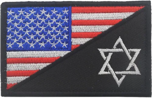 Vista 7 de Parches bordados de la bandera de Estados Unidos e Israel – Israel Jewish Star of David Flags Tactical Militar Moral Emblema Brazalete Insignias