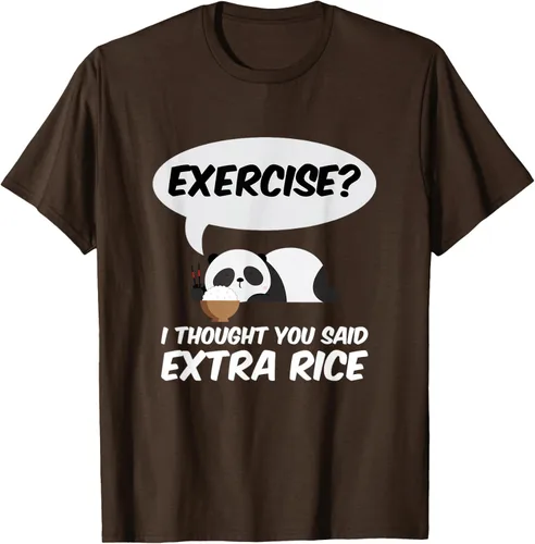 Vista 60 de ¿Ejercicio? I Thought You Said Extra Rice Panda Gift T-Shirt, Negro, S