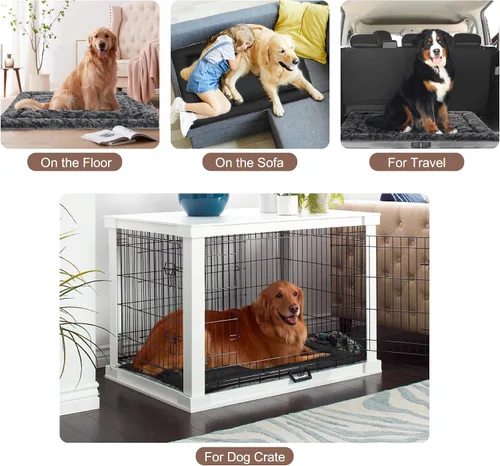Vista 7 de Paquete de 2 camas para perros grandes, medianos y pequeños, cama rectangular reversible para perros, sofá cama ortopédica lavable y duradera
