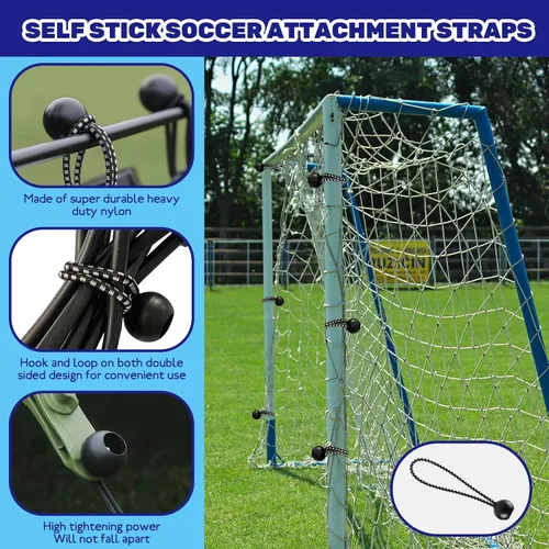 Vista 4 de 60 correas de fijación de red para porteros y pelotas elásticas de fútbol de 5.9 pulgadas, sujetadores de trampa de rebote de fútbol resistentes