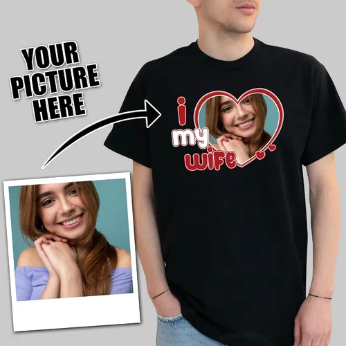 Vista 5 de LASFOUR Camiseta de rap Bootleg personalizada, I Love My Wife Shirts para hombres, camisa gráfica vintage con caras en ellas personalizadas