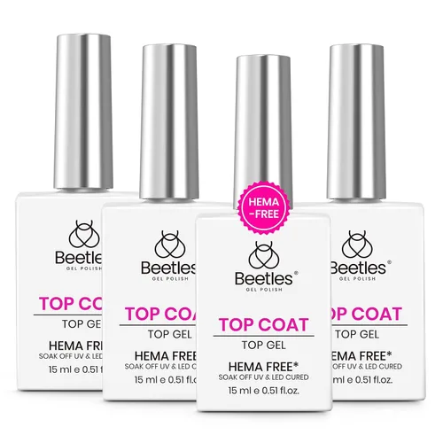 Vista 19 de Beetles - Juego de 3 capas de capa superior, gel base y pegamento de uñas 9 en 1, 0.5 onzas líquidas Capa base que no se limpia con efecto