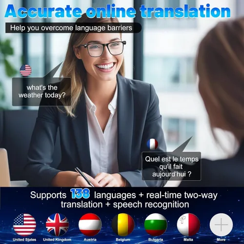 Vista 4 de Lentes inteligentes de traducción AI Pro con 138 idiomas, gafas Bluetooth compatibles con ChatGPT, lente fotocromática con altavoces de oreja