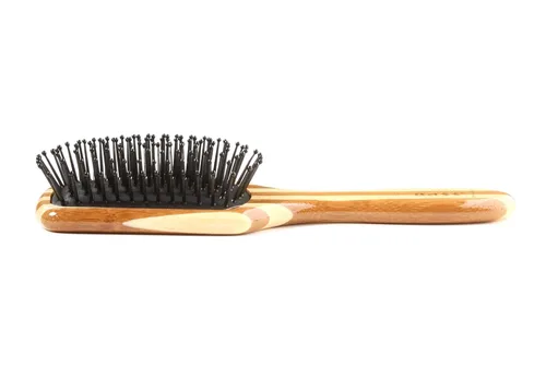 Vista 3 de Bass Brushes Cepillo de pelo para peinar y desenredar Pin de nailon de grado profesional Mango de bambú puro paleta pequeña Acabado a