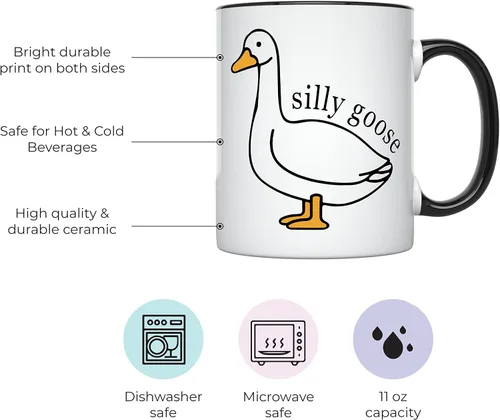 Vista 2 de YouNique Designs Taza de café Silly Goose On The Loose de 11 onzas, regalos para papá de parte de la hija, regalos de elefante blanco para adultos