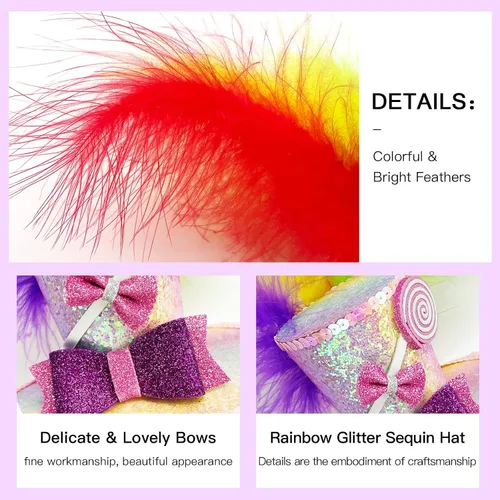 Vista 3 de Sweet Mini Top Hat Diadema con plumas multicolor