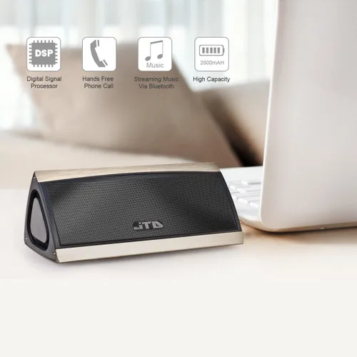 Vista 7 de JTD - Altavoz Bluetooth inalámbrico portátil con sonido estéreo envolvente 3D y carcasa de metal completo, inalámbrico, manos libres, 8 horas