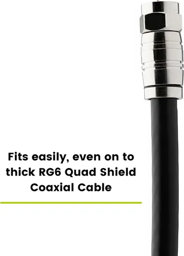 Vista 5 de trueCABLE - Conector F de compresión universal de fácil ajuste RG6 y RG6Q para cable coaxial Dual Shield (DS) Tri-Shield y Quad Shield (QS), 10
