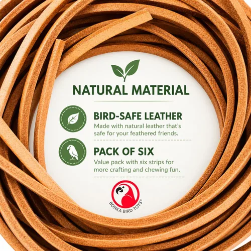 Vista 8 de Bonka Bird Toys 2002 Pk6 Cueros de Cuero 48" para Loro DIY Juguete