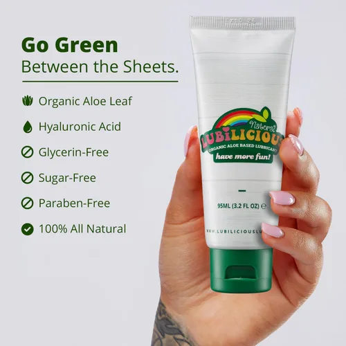 Vista 3 de Lubilicious - Lubricante a base de agua de 3.2 onzas, gel lubricante orgánico de aloe para privacidad, lubricante orgánico con infusión de ácido