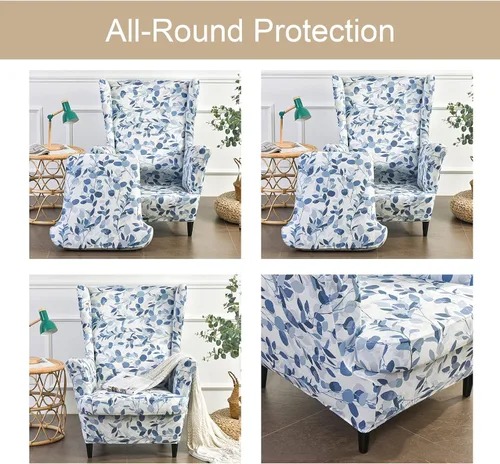 Vista 143 de Eco-Ancheng Funda para silla Wingback, 2 piezas, respaldo de ala, fundas de elastano para sillón con respaldo de ala, fundas para sillón con parte