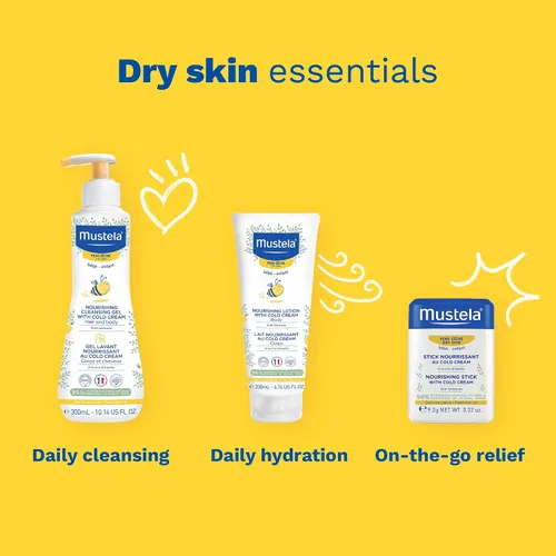Vista 7 de Mustela Gel limpiador nutritivo para bebés – Gel de baño y cabello para piel seca – con aguacate natural, crema fría y cera de abejas, 10.14 onzas