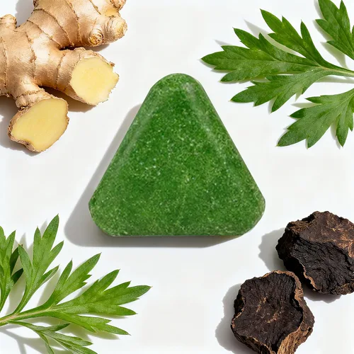 Vista 7 de Soelegant Nature Triangle Barra de champú, barra de champú verde, fórmula Polygonum Multiflorum, fórmula de limpieza profunda y nutritiva, fortalece