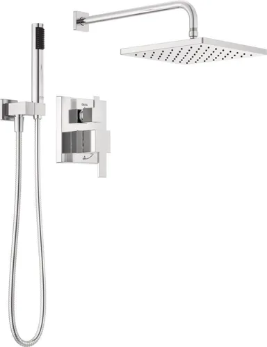 Vista 14 de Sistema de Ducha de Lluvia Cuadrado Delta Modern Serie 14, Conjunto de Grifo, Cabezal de Ducha de Lluvia Oro Cepillado y Conjunto de Mango, Kit