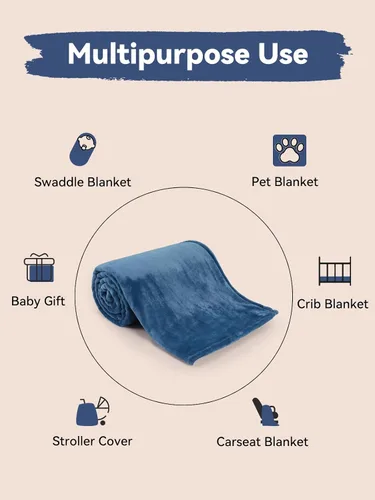 Vista 5 de TILLYOU Manta de forro polar para niños pequeños, 60 x 80 pulgadas, suave y cálida, para niños y niñas, color azul oscuro
