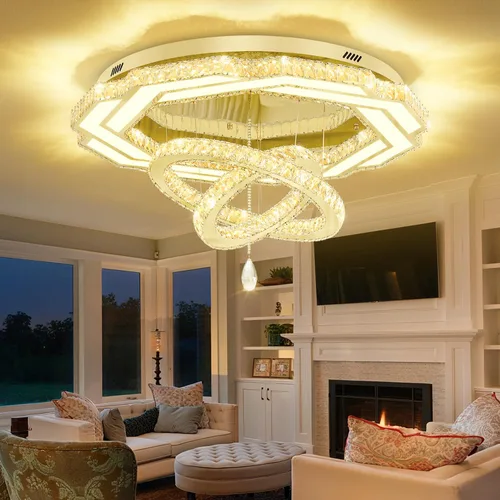 Vista 14 de Flashing God Candelabros modernos de cristal de 12 pulgadas, lámpara de techo de montaje empotrado, mini lámpara LED regulable para pasillo, lámpara