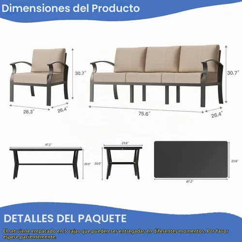 Vista 4 de Kullavik Juego de muebles de patio al aire libre de aluminio con cojines Arena