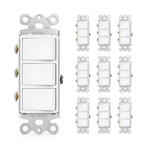 Vista 12 de Baomain Interruptor basculante dúplex de 15 Amp, 120 voltios, Interruptor combinado de CA monofólico