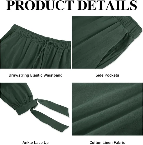 Vista 5 de Pantalones de lino pirata para hombre, medieval, vikingo, para disfraz de navegante, renacentista, con cordones, pantalones de cosplay
