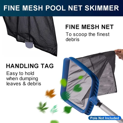 Vista 4 de Combo de red de piscina de malla fina y cabezal de cepillo, espumadera resistente con cepillos profesionales de 17.5 pulgadas para limpieza