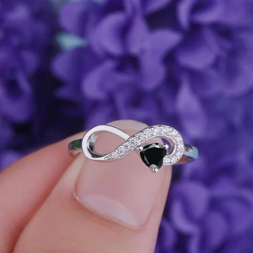 Vista 28 de Anillo Jo Wisdomo de compromiso. de plata esterlina, con corazón e infinito, anillo de amistad, para ella