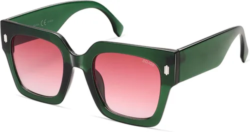 Vista 27 de SOJOS Gafas de sol cuadradas vintage de gran tamaño para mujer, estilo retro, de lujo, grandes, UV400 SJ2194