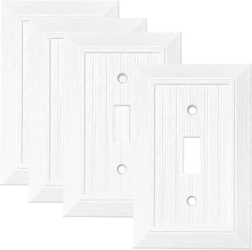 Vista 14 de Placa Decorativa Moderna para Pared con Diseño de Veta de Madera Retro, Cubierta de Interruptor, Cubierta de Tomacorriente para Interruptor de Luz