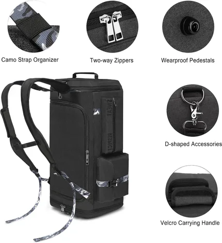 Vista 4 de Bolsas de gimnasio para hombre, bolsa de lona para gimnasio, mochila deportiva de 3 vías para hombres con compartimento para zapatos y bolsillo