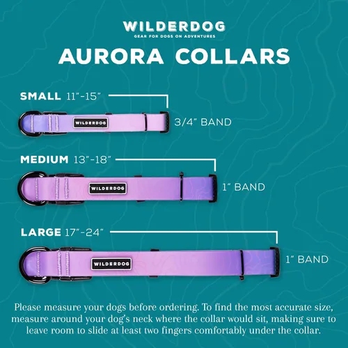 Vista 3 de Collar de perro impermeable Wilderdog – Repele el agua y la suciedad - Pequeño 11"-15" - Aurora