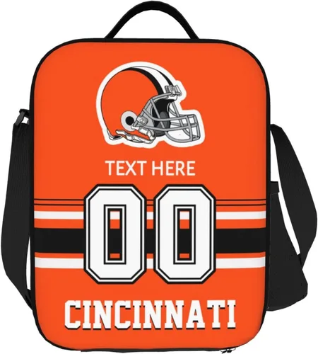Vista 10 de Bolsa de almuerzo personalizada de Nueva Inglaterra, regalos para hombres, mujeres, fanáticos, con nombre y número personalizados, correas de hombro