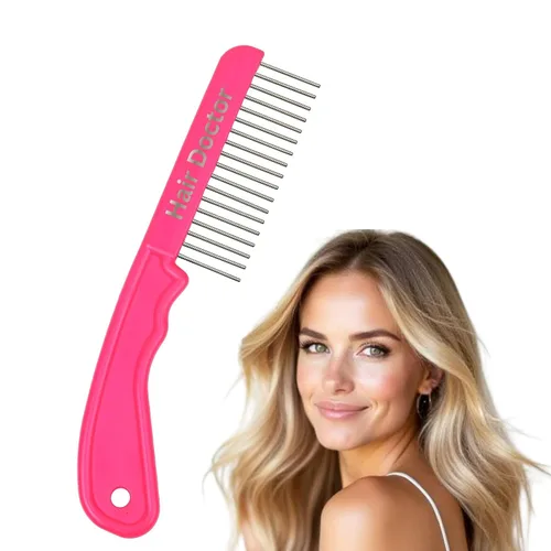 Vista 10 de The Hair Doctor - Peine de pelo extra largo de 1 1/4 pulgadas con dientes giratorios suaves y sedosos para evitar daños en el cabello (rojo hermoso)