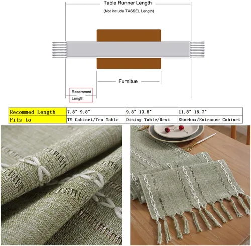Vista 2 de Camino de mesa trenzado con borlas tejidas de macramé, camino de mesa para comedor, mesa rectangular al aire libre, decoración de fiesta