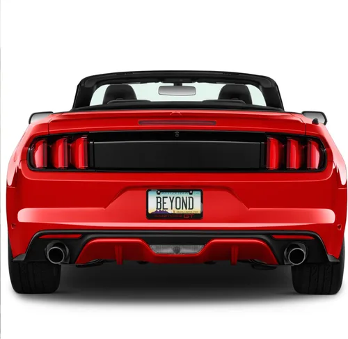 Vista 4 de iPick Image Hecho para Ford Mustang GT Outline en marco de matrícula de metal rojo y negro
