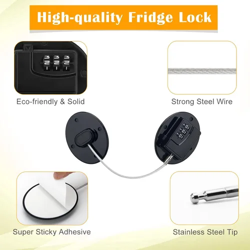 Vista 3 de 4 cerraduras para refrigerador, cerradura de puerta de refrigerador sin taladro, cerradura de nevera con contraseña, mini cerradura digital