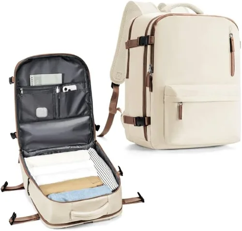 Vista 56 de WONHOX - Mochila grande, aprobada para vuelo, unisex, para viajes, trabajo, negocios o laptop, a1-Negro, Medium