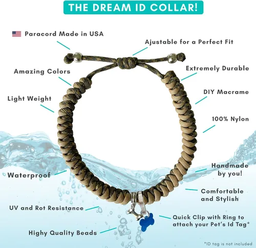 Vista 3 de CORDA Crafts - Kit de cuerda de paracaídas - Accesorios completos para hacer collar de perro y pulsera a juego del dueño - Tutorial en video fácil