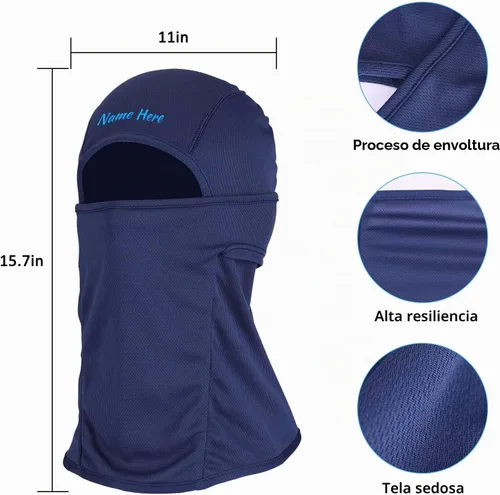 Vista 2 de Pasamontañas bordado personalizado con cualquier texto para mujeres y hombres Negro