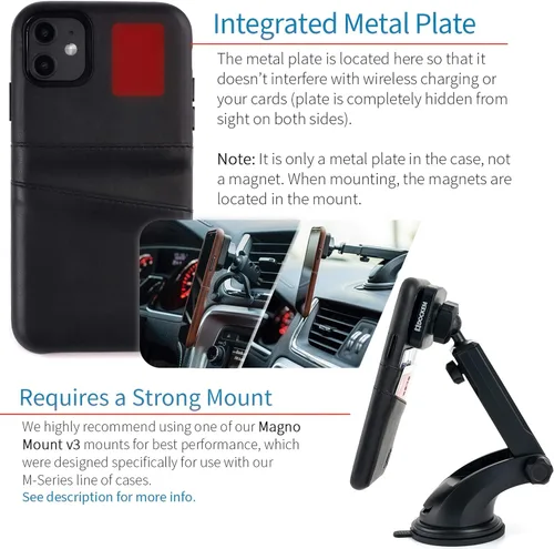 Vista 3 de Dockem Funda tipo cartera para iPhone 11 Placa de metal integrada para montaje magnético y 2 ranuras para tarjetas de crédito (padres)