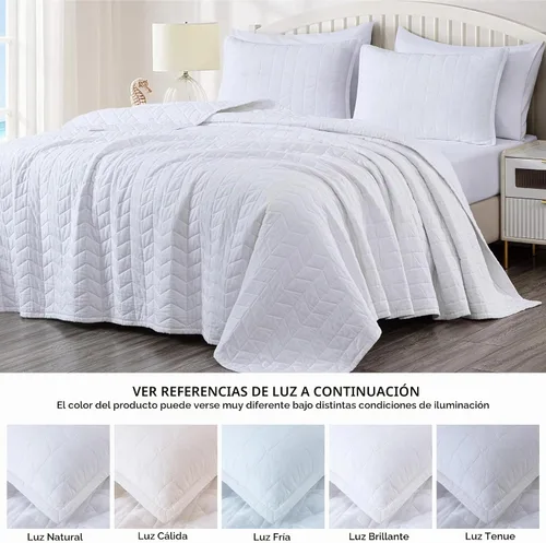 Vista 5 de Chezmoi Collection - Juego de fundas de edredón y fundas de almohada de algodón macizo, estilo vintage, Algodón, Blanco, gemelo