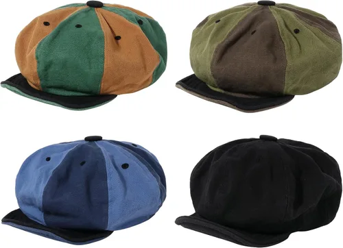 Vista 4 de CLAPE Gorra de algodón para hombre, 8 paneles, Ivy Newsboy Peaky Herringbone Cabbie Gatsby, gorra Applejack Bakerboy Boina, sombrero plano, unisex