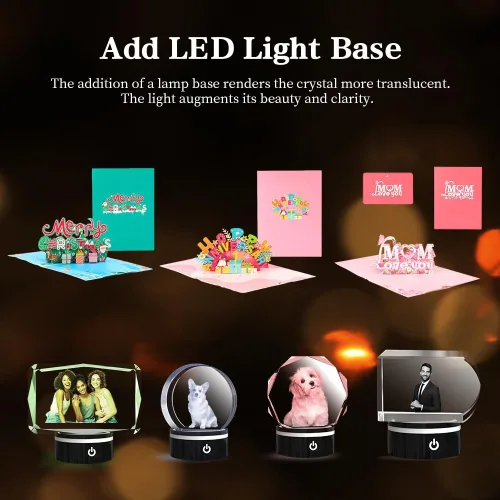 Vista 5 de Regalos personalizados con fotos de cristal 3D para mujeres, hombres, esposa, marido, mamá, padre, regalos personalizados con grabado láser 3D
