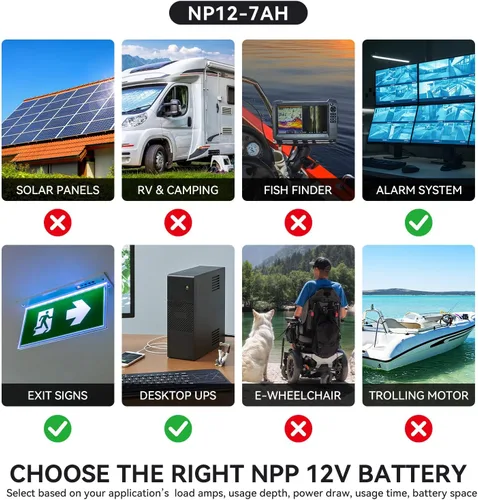 Vista 7 de NPP Batería AGM SLA recargable de 12V 7Ah con terminales F2, para UPS, sistema de alarma de seguridad, Verizon Fios Box, etc (2 piezas)