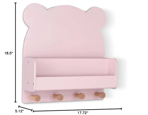 Vista 3 de babyGap by Delta Children Brannan Bear - Estante de pared con 4 ganchos, color rubor