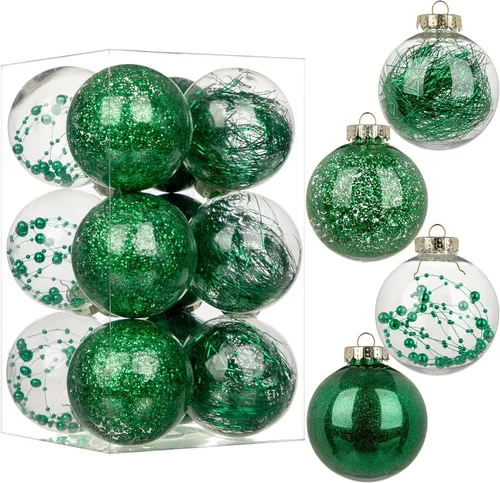 Vista 20 de Briful Bolas de Navidad de plástico transparente inastillables de 3.150 in/3.15 pulgadas, juego de bolas de Navidad decorativas transparentes