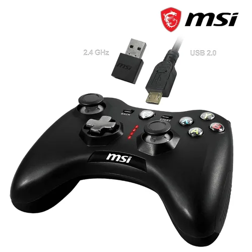 Vista 2 de msi Force GC30 V2 Black Wireless Gaming Controller, Dual Vibration Motors, Dual Connection Modes, Interchangable D-Pads, Compatible with PC & Android