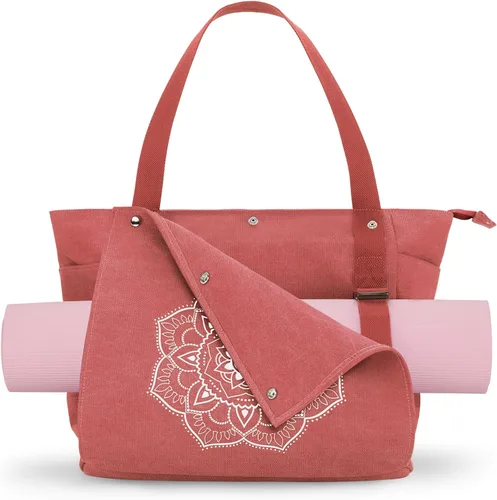 Vista 20 de Gonex Bolsa para Esterilla de Yoga, Bolsa de Gimnasio Tipo Tote con Múltiples Bolsillos para Mujeres y Hombres, Portaesterillas de Yoga de Lona
